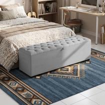 Recamier Baú Berlim Veludo Cinza Casal 1,30m Estofado Pés PVC Preto