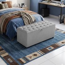 Recamier Baú Berlim Veludo Cinza Solteiro 80cm Estofado Pés PVC Preto