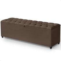 Recamier Baú Berlim Veludo Marrom Casal 1,30m Estofado Pés PVC Preto