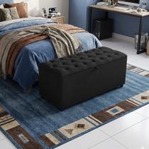 Recamier Baú Berlim Veludo Preto Solteiro 80cm Estofado Pés PVC Preto