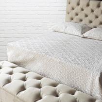 Recamier Baú Capitonê Bege Suede Liso Queen 160 X 37 X 50