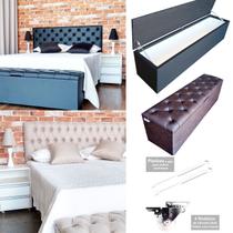 Recamier Baú Capitonê Cinza Suede Liso Casal 140 X 37 X 50