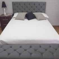 Recamier Baú Capitonê Cinza Suede Liso Queen 160 X 37 X 50 Recamier Baú Capitonê Cinza Suede Liso Queen 160 X 37 X 50