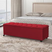 Recamier Baú com Rodízios Cancun 1,30m Veludo Vermelho