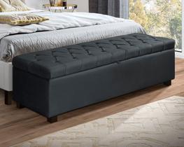 Recamier Baú Divã Sara 155cm P/ Cama Queen Sapateira Pés de Madeira
