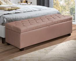 Recamier Baú Divã Sara 155cm P/ Cama Queen Sapateira Pés de Madeira Recamier Baú Divã Sara 155cm P/ Cama Queen Sapateira Pés de Madeira