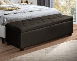 Recamier Baú Divã Sara 195cm P/ Cama King Sapateira Pés de Madeira