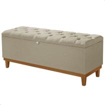 Recamier Baú Dubai Linho Bege Casal 1,30m Estofado Base Madeira Recamier Baú Dubai Linho Bege Casal 1,30m Estofado Base Madeira