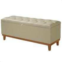 Recamier Baú Dubai material sintético Bege Casal 1,30m Estofado Base Madeira Recamier Baú Dubai material sintético Bege Casal 1,30m Estofado Base Madeira
