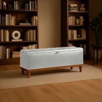 Recamier Baú Dubai material sintético Branco Casal 1,30m Estofado Base Madeira Recamier Baú Dubai material sintético Branco Casal 1,30m Estofado Base Madeira