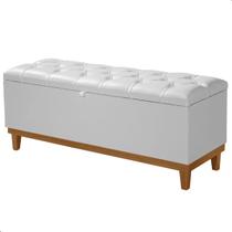 Recamier Baú Dubai material sintético Branco Casal 1,30m Estofado Base Madeira Recamier Baú Dubai material sintético Branco Casal 1,30m Estofado Base Madeira