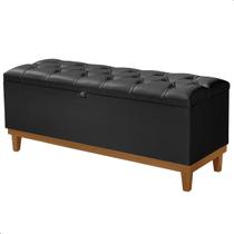 Recamier Baú Dubai material sintético Preto Queen 1,50m Estofado Base Madeira Recamier Baú Dubai material sintético Preto Queen 1,50m Estofado Base Madeira