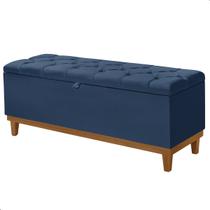 Recamier Baú Dubai Veludo Azul Casal 1,30m Estofado Base Madeira Recamier Baú Dubai Veludo Azul Casal 1,30m Estofado Base Madeira