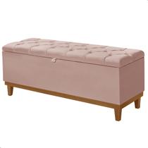 Recamier Baú Dubai Veludo Rosa Casal 1,30m Estofado Base Madeira Recamier Baú Dubai Veludo Rosa Casal 1,30m Estofado Base Madeira