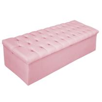 Recamier Baú Estofada Mel 160 cm Queen Size Com Capitonê Suede Rosa Bebê - ADJ Decor