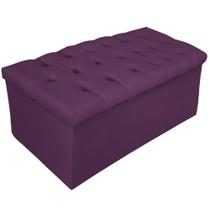 Recamier Baú Estofada Mel 90 cm Solteiro Com Capitonê Suede Roxo - ADJ Decor