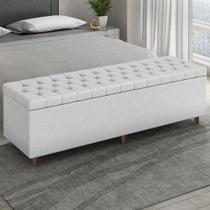 Recamier Baú Estofado Casal 140cm Indra Sintético Branco Z04 - Mpozenato