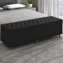 Recamier Baú Estofado Casal 140cm Indra Veludo Preto Z04 - Mpozenato
