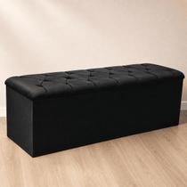 Recamier Baú Estofado Casal Padrão Anita 140 cm em Veludo com Espaço Interno e Tampa Capitonê
