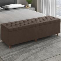 Recamier Baú Estofado King 193cm Indra Veludo Marrom Z04 - Mpozenato