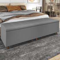 Recamier Baú Estofado Queen 160cm Horus Veludo Cinza Z04 - Mpozenato