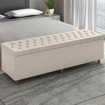 Recamier Baú Estofado Queen 160cm Indra Sintético Bege Z04 - Mpozenato
