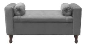 Recamier Baú Félix 90cm material sintético Cinza