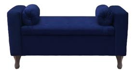 Recamier Baú Félix 90cm Suede Azul Marinho - Dominic Decor