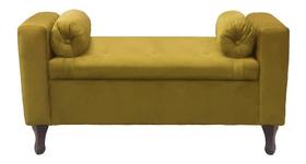 Recamier Baú Félix 90cm Suede Mostarda Recamier Baú Félix 90cm Suede Mostarda