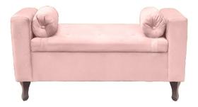 Recamier Baú Félix 90cm Suede Rosa Bebe