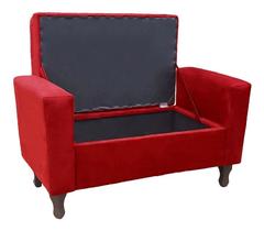 Recamier Baú Félix 90cm Suede Vermelho