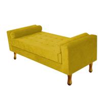 Recamier Baú Félix King Size 195cm Suede Amarelo - ADJ Decor