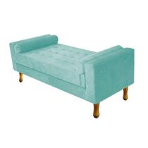 Recamier Baú Félix King Size 195cm Suede Azul Tiffany - ADJ Decor