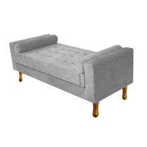 Recamier Baú Félix King Size 195cm Suede Cinza - Doce Sonho Móveis