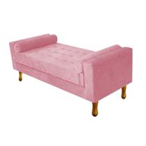 Recamier Baú Félix Solteiro 120cm Suede Rosa Bebê - ADJ Decor