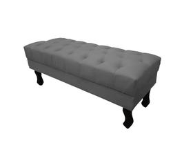 Recamier Baú Luis Xv Capitonê Retrô 100 cm Suede Cinza Ms Decor