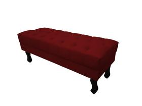 Recamier Baú Luis Xv Capitonê Retrô 100 cm Suede Marsala Ms Decor