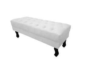 Recamier Baú Luis Xv Capitonê Retrô 120 cm Couro Branco Ms Decor