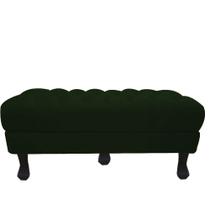 Recamier Baú Luis Xv Capitonê Retrô 140cm Suede Verde Pés Madeira Mz Decor