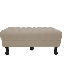 Recamier Baú Luis Xv Capitonê Retrô 160cm Suede Bege Pés Madeira Mz Decor