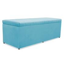 Recamier baú mavi 90cm tecido suede azul turquesa