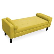 Recamier Baú Namoradeira 120cm Felix Suede Amarelo - Montanaris Decor