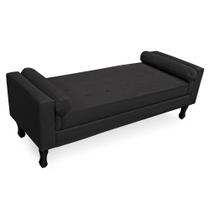 Recamier Baú Namoradeira 120cm Felix Suede Preto - Montanaris Decor