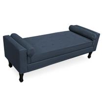 Recamier Baú Namoradeira 195cm Felix Suede Azul Marinho - Montanaris Decor