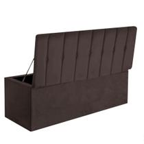 Recamier Baú para o Quarto Akira 160 Cm Queen Suede Marrom - Móveis Mafer