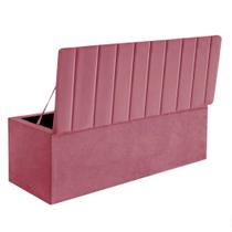 Recamier Baú para o Quarto Hana 195 Cm King Suede Rose - Móveis Mafer