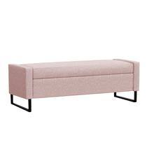 Recamier Bau Paris Base de Metal 1,20m Suede Rosa Bebe - Inova Decorações