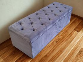 Recamier Bau Paris Queen Size 1,58M Veludo Cinza Recamier Bau Paris Queen Size 1,58M Veludo Cinza