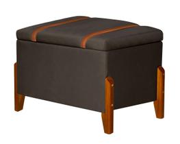 Recamier Baú Puff Moderno Retro Pés Em Madeira Maciça Decorativo Sapateira Para Quarto E Sala Luxo Hall