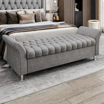 Recamier Baú Queen Roma em Veludo